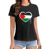 Palestine Flag Proud Palestinian Heritage Heart Premium Print T Shirt Graphic Shirt Casual Short Sleeved Female Tee T-Shirt