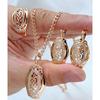 Chaude Couleur Or Rose 585 Ethnique Bague Boucles d'oreilles Collier Mariée pour Femmes Motif Creux Zircon Naturel Ensemble de Bijoux Fins Quotidien