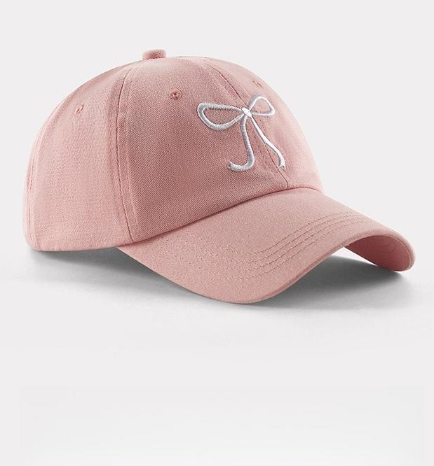 Cute Korean Ins Baseball Cap Women Bow Design Sweet Romantic Pink Soft Top Hat Fashion Adjustable Snapback