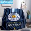 Custom Name Leicester Football Club Flannel Blanket, Use for Birthday/Holiday Gift, Soft Blanket for Sofa/Bed/Camping/Office, Home Decor