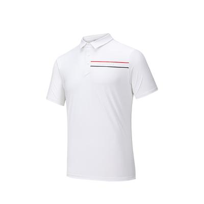 Comfortable Simple Versatile Striped Breathable Short Sleeve Polo Shirt Men Tops Pure-White 152537123-1