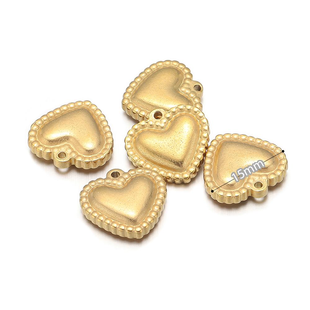 5pcs Stainless Steel 10mm 15mm Classical Heart Charms Pendant for DIY Jewelry Women Necklace Findings Earrings Making Supplies