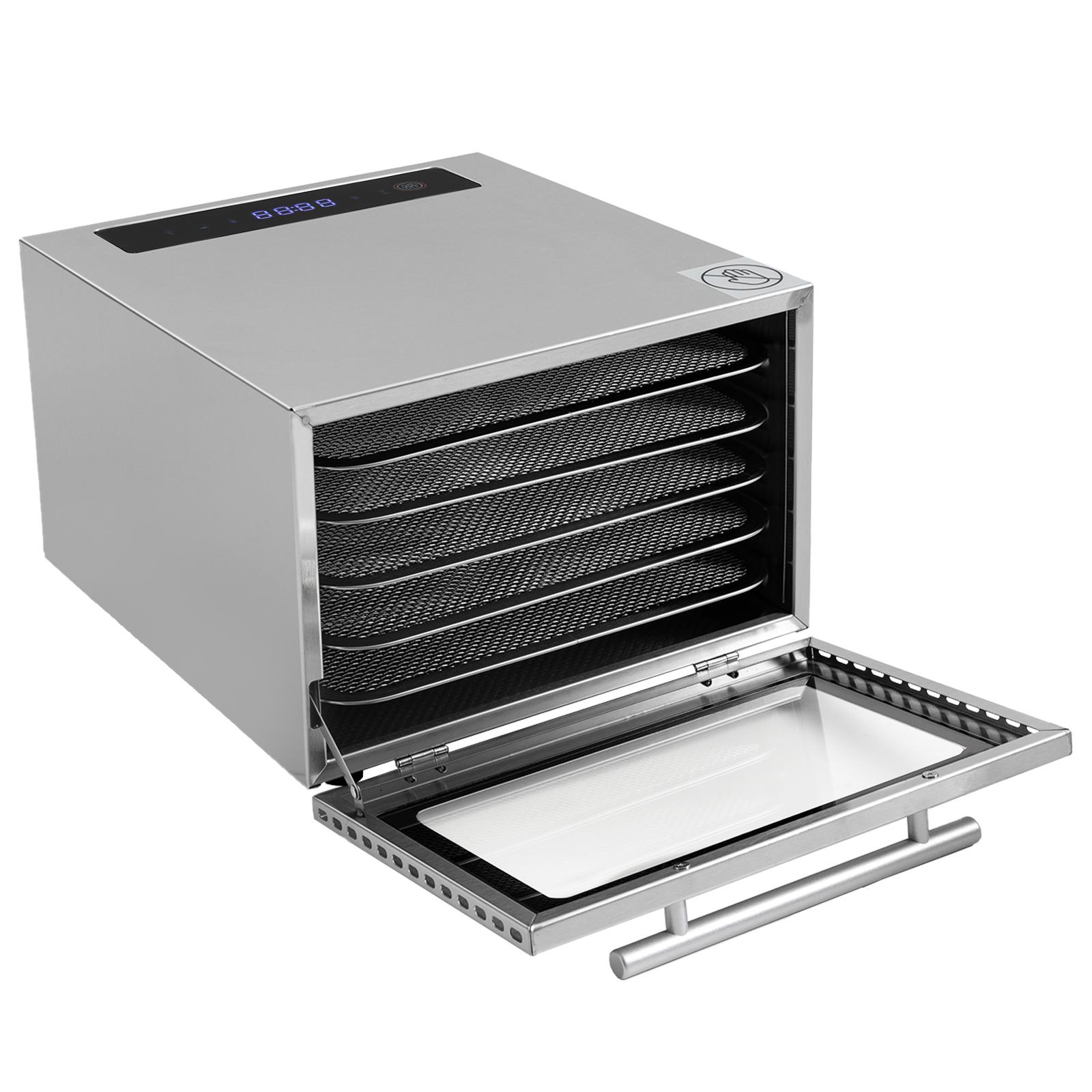 

5 поддонов Дегидратор для продуктов Машина из нержавеющей стали Большая вместимость Подходит для сушки овощей, фруктов, закусок, орехов серебряный