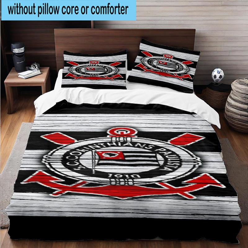 3pcs Sport Club Football Crest Printed Bedding Set Duvet Cover Closure Includes 1 Duvet Cover & 2 Pillowcases Bedding Sets Home Decor Gifts