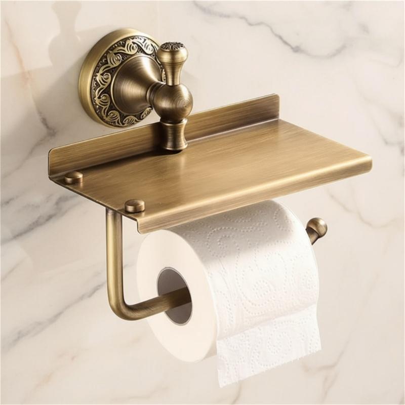 Antique Styles Bathroom Paper Towel Rack Multifunctional Shelf For Soap Dispenser And Accessory