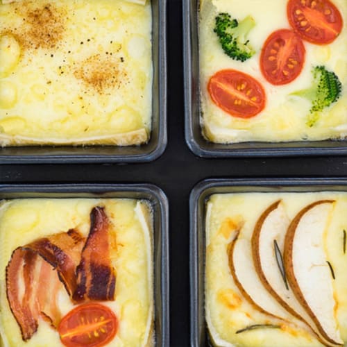 Non-stick Coated Mini Iron Grilled Cheese Pan Melting Accessories, Raclette Replacement Tray, Raclette Dish, Mini Raclette Pan, Square (4 White)