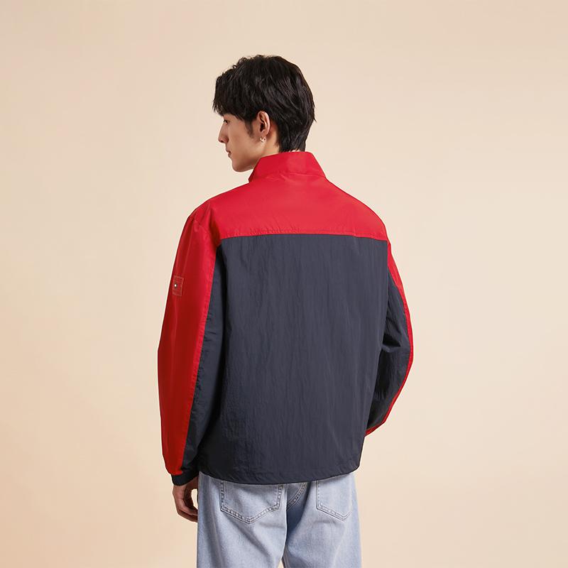 Tommy Hilfiger Waterproof Color Block Letter Stand Collar Fitted Outdoor Sports Jacket Men Jackets MW0MW31650