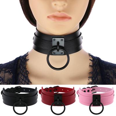 Punk Sort O-Rund Metal Læder Choker Halskæde Goth Mode Halskæder Kvinder Piger Rock Harajuku Emo Gotisk Smykker