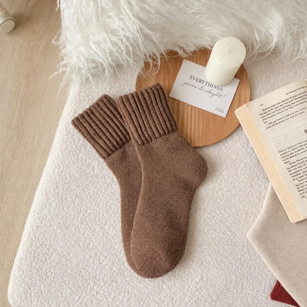 2/5Pcs Fleece Lined Men's and Women's Socks Soft Knit Warm Socks Gifts Crew Socks  Autumn Winter