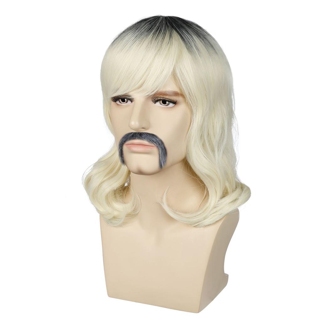 Buy Exotic T^iger K^ing Joe Cosplay Wig Men's Gold Wig with 6 Earrings