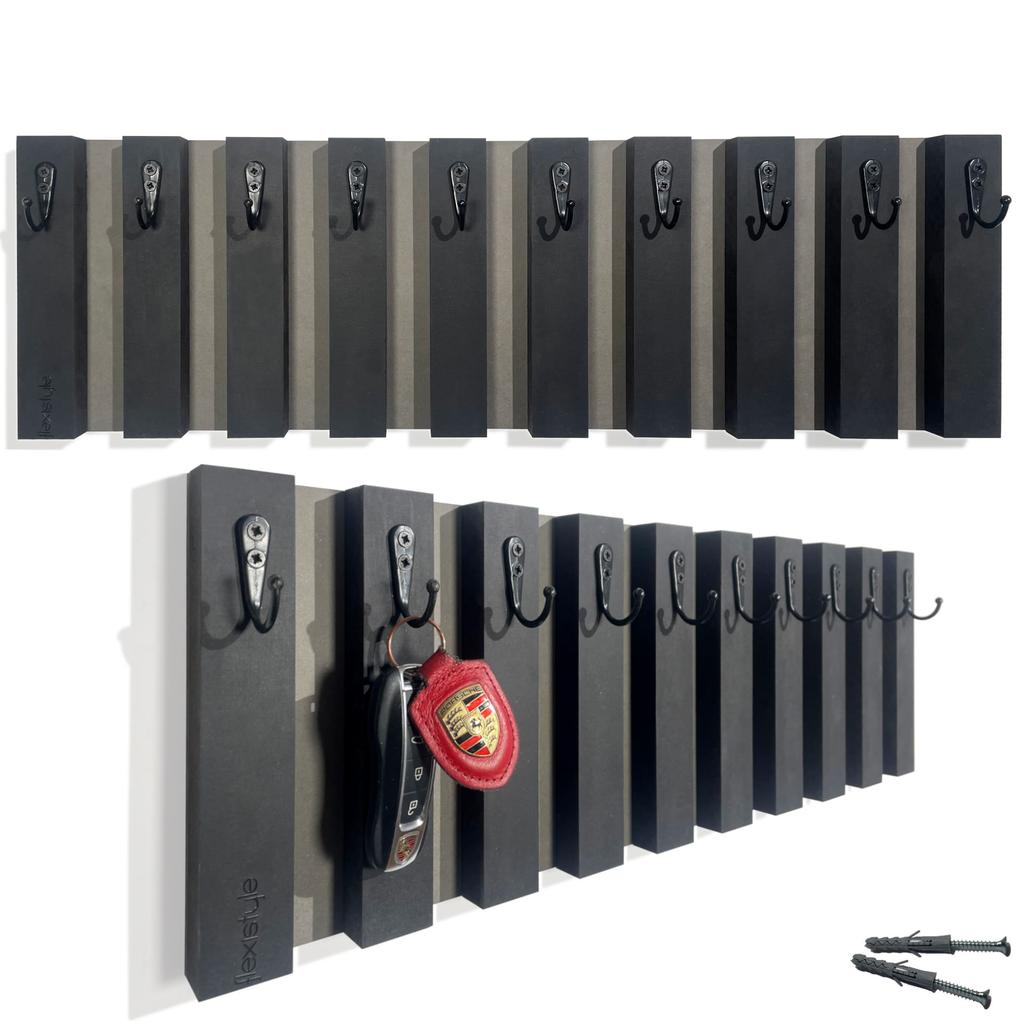 Wooden Key Hanger Lamele 60cm Black