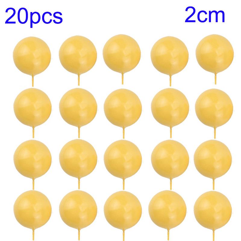 20Pcs Cake Topper Gold Silver Ball Happy Birthday Cake Topper DIY Cupcake Flag Wedding Christmas Ball Decor Birthday Decoration