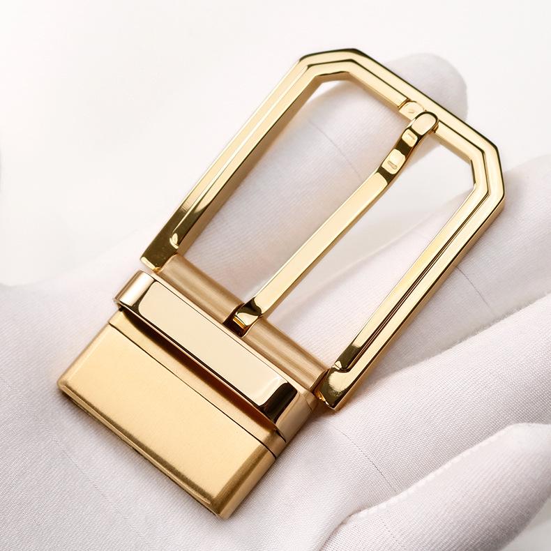 Men's Stainless Steel Double-Sided Rotating Pin Buckle for Perforated Belts