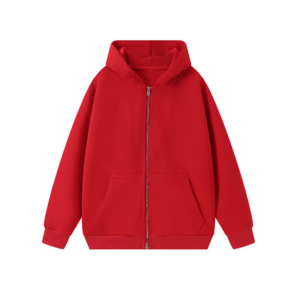Unisex Heavyweight 720g Cotton Zip-Up Hoodie - Solid Color, Loose Fit, Super Thick, Cardigan Style