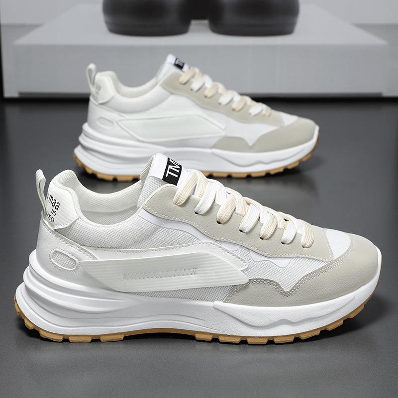 2025 Men's Summer Breathable White Mesh Sneakers - Korean Style Casual Versatile Dad Shoes