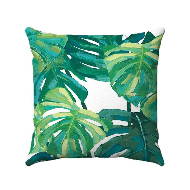 Nordic Tropical Plants Digital Printing Short Plush Pillow Covers Decorative For Car Sofa Office Cushion Cover Home Goods