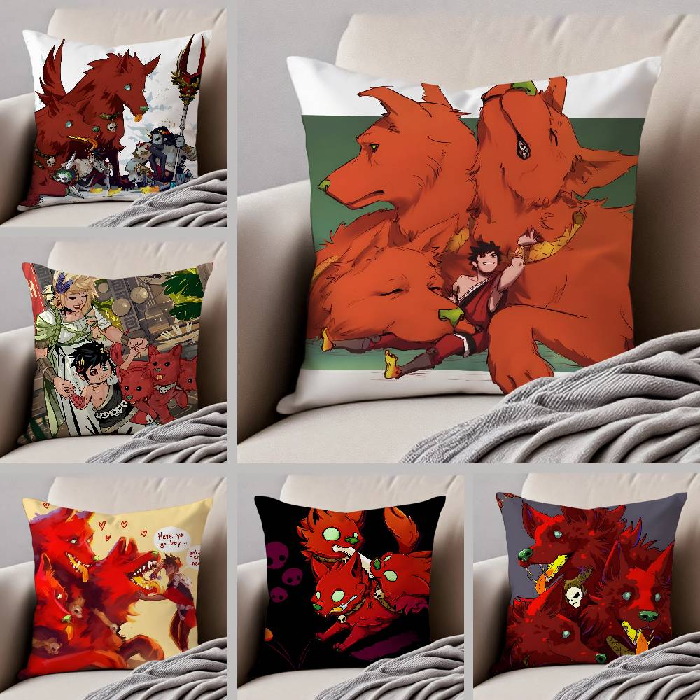 Hades Pet Cute Dog Kerberos Pillow Case Anti-dustmite Pillowcase Invisible Zipper Silky Short Plush Sofa Cushion Cover