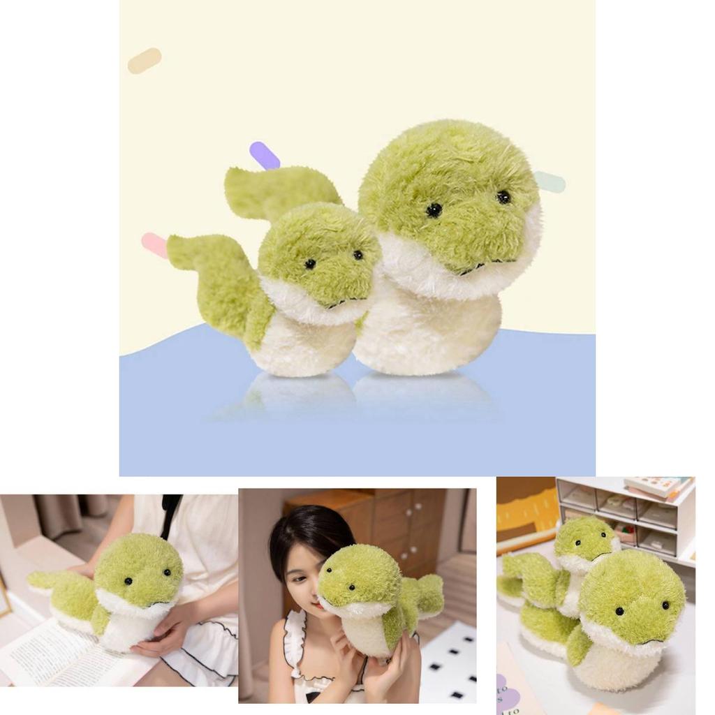 Adorable Green Snake Plush Toy Soft Stuffed Doll Cuddly Animal For Kids Gifts