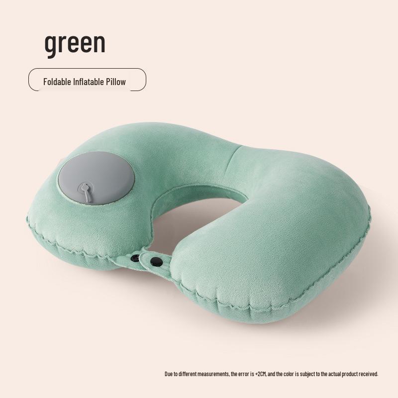 Inflatable U-shaped Travel Neck Pillow - Portable, Ergonomic, Height-Adjustable, Storable Milk Silk Design