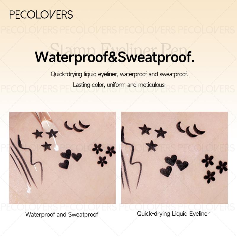 1PC Smooth Double-ended Eyeliner - Includes Star/heart/moon Pattern, Waterproof, Beginner Friendly, Valentine's Day Gift