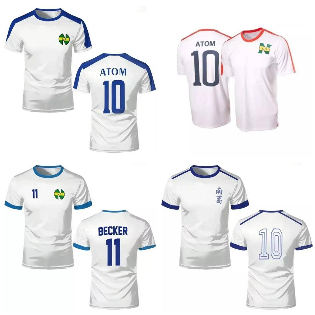 Tsubasa Misaki Atom Hutton Becker Japan Cartoon Animation Anime Football Soccer T-Shirt Jersey Print Sport Vintage Short Sleeve Uniform Cosplay Unisex