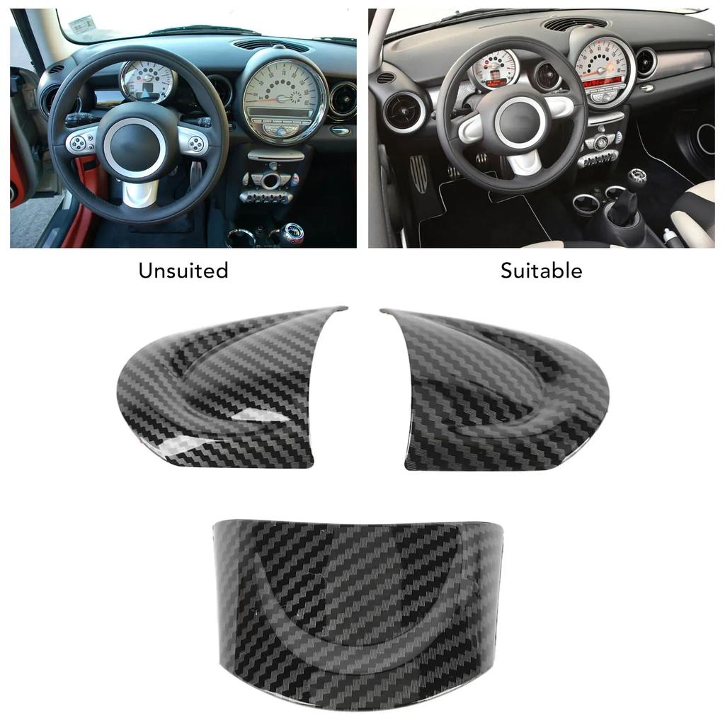 3ks/Sada Dekorace volantu auta Vzhled karbonových vláken Kryt interiéru Samolepka pro Mini Cooper R54 R56 Clubman R55 Crossover R60 ulqch44