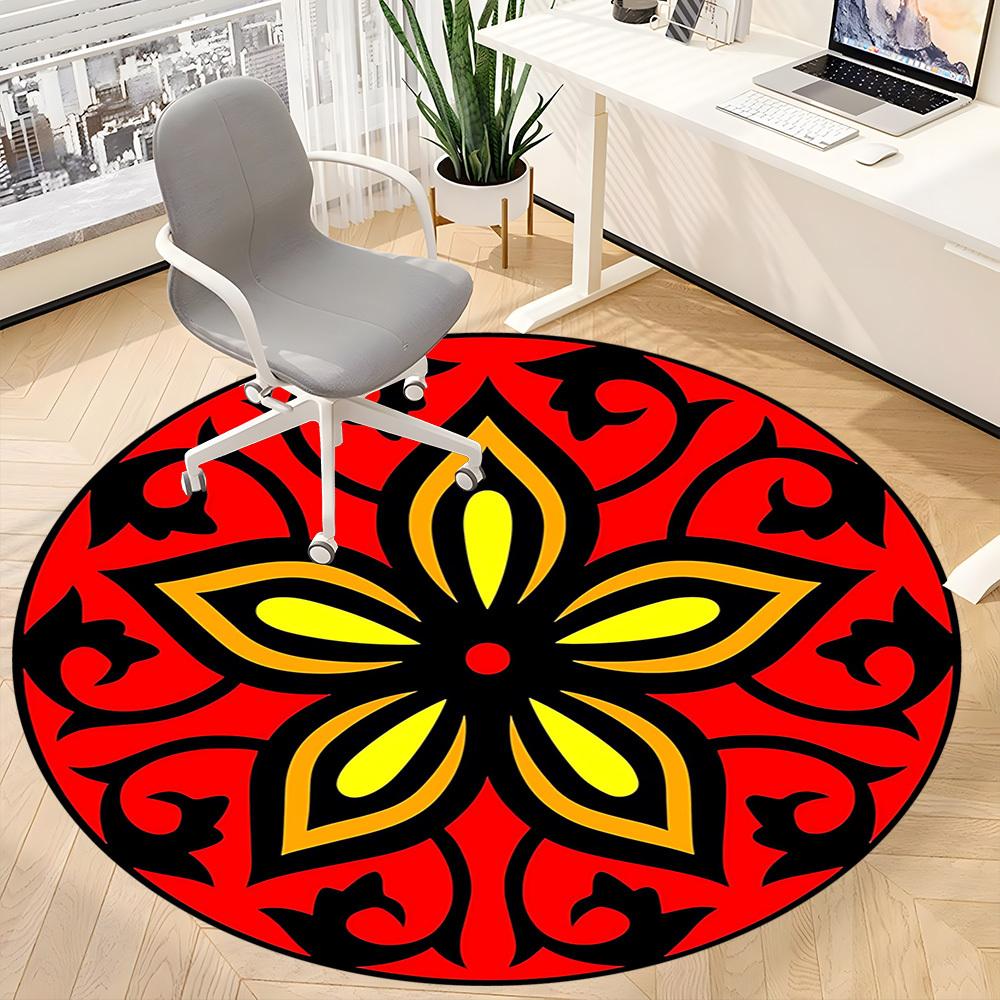 1PC Floral Mandala Pattern Chair Carpet for Office Non-Slip, Lightweight, Machine Washable Rug for Office, Sleeping, Room - Holiday DecorPol