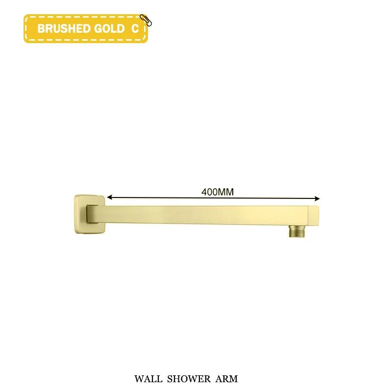 Black G1/2 Round/Square Shower Arm Bathroom Stainless Steel Ceiling Wall Mount Fixed Shower Bracket Faucet Replacement Parts