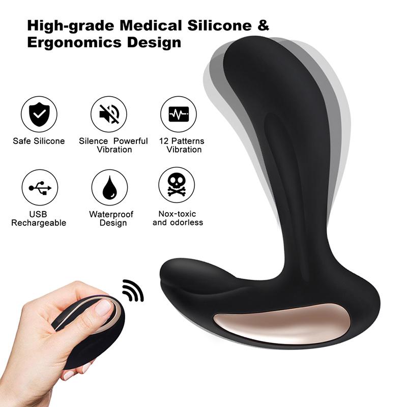 12 Frequency Double Vibration Wireless Remote Control Backyard Prostate Massage Stick