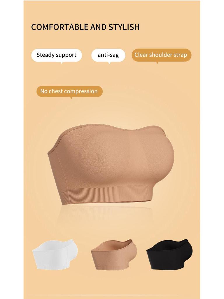 Plus Size Women's Strapless Silicone Non-Slip Seamless Bralette