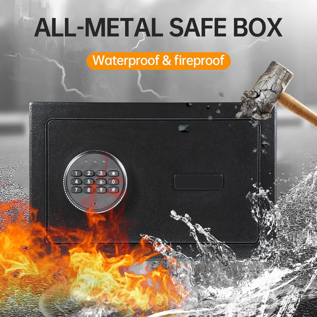 Home Safes Box Fireproof Waterproof Alarm System with Keypad and 2pcs Spare Key Digital Home