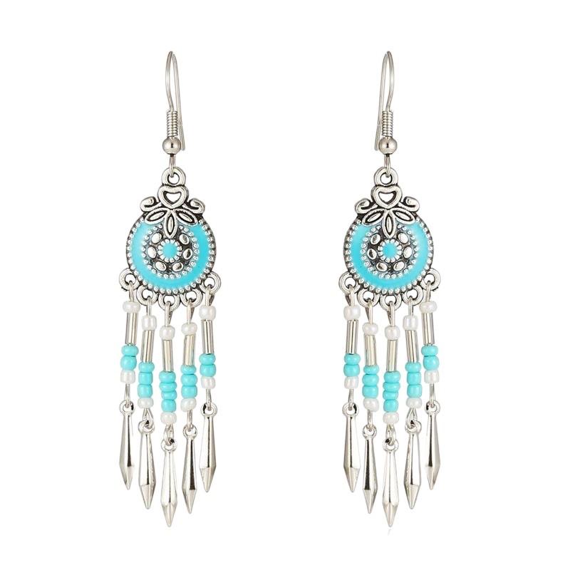 Ethnic Bohemian Long Tassel Earrings Vintage Beach Vacation Jewelry Retro Drop Dangle Ear Accessories For Women