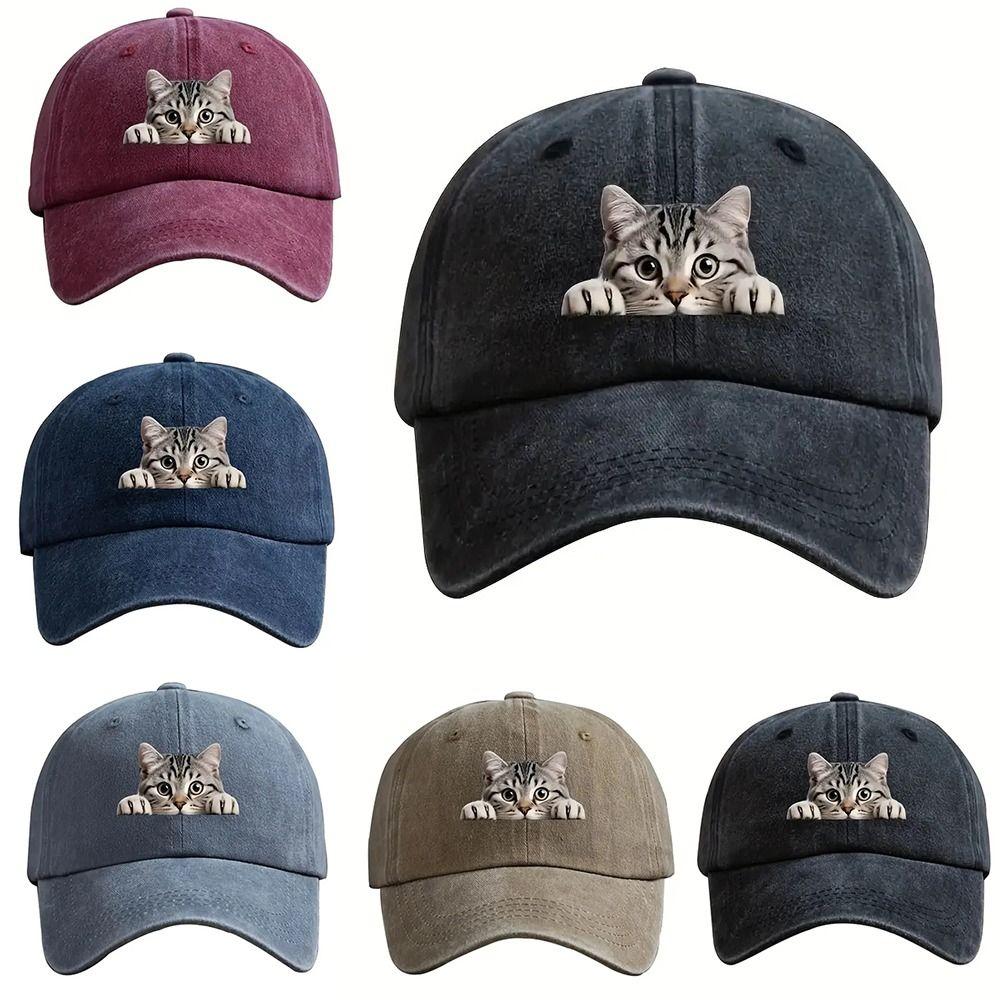 Verstellbare Katzen-Baseballkappe Coole Katze Sonnenhut Modische Wilde Trucker-Kappe Unisex-Stile