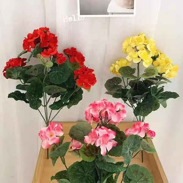 Best-selling Silk Begonia & Geranium Fake Flowers for Weddings and Home Decor