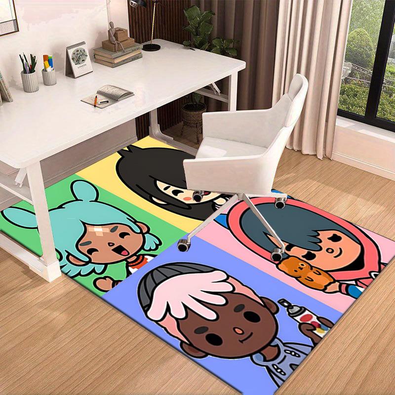 Toca Boca Spielfiguren im Gittermuster Teppich für das Büro, Stuhlunterlage, Dekorations Teppich Wohnzimmer Schlafzimmer Matte, Große Größe Fan Geschenke Weihnachtsgeschenke