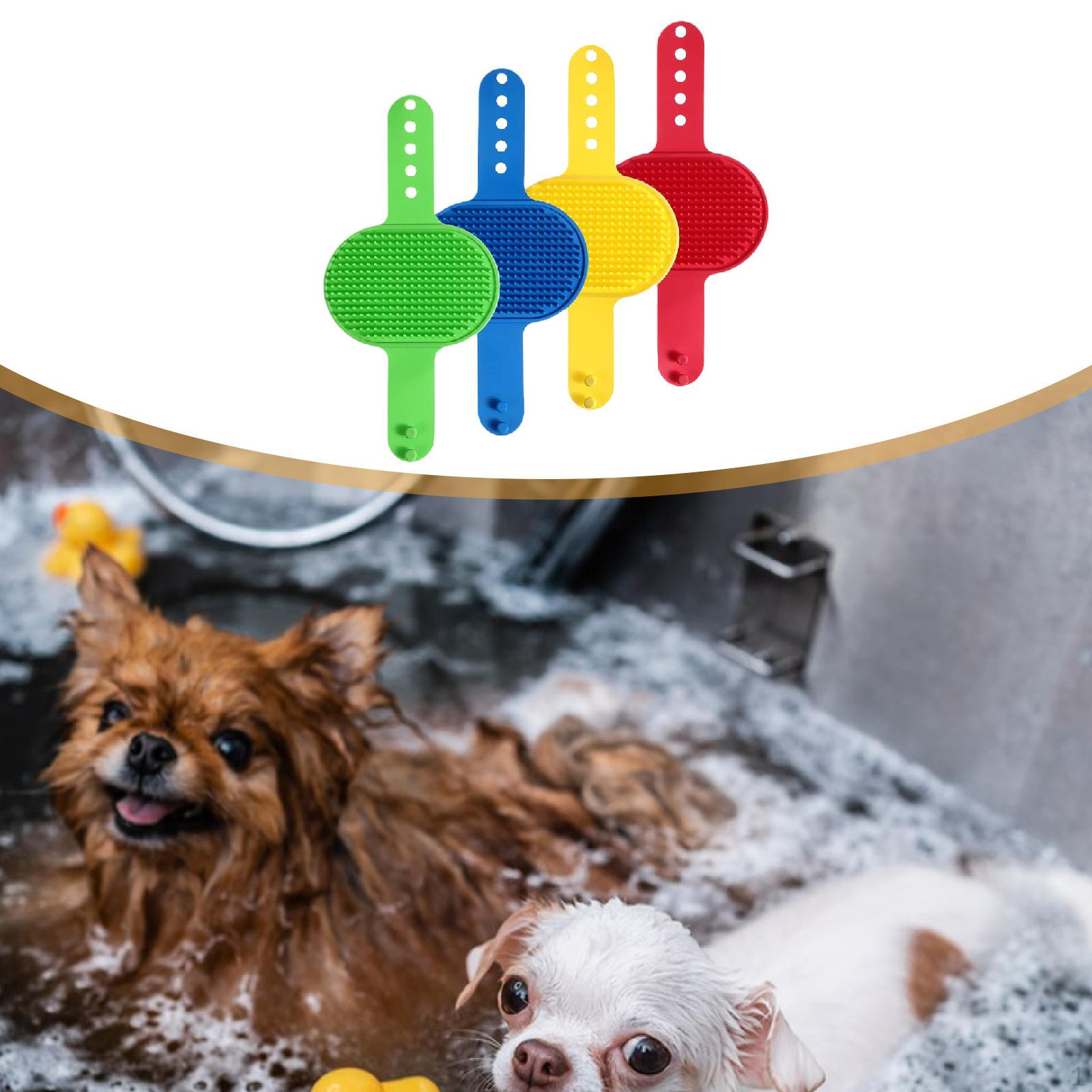 

Регулируемая ручка Скраббер для питомцев для мытья собак и кошек во время купания 4Pcs