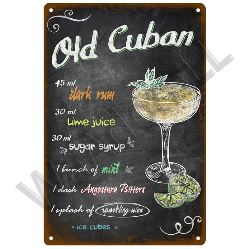 Metal Sign Vintage Tin Sign Decorations Gin Tonic Cocktail Plate Decorative Poster Plaque Retro Bar Kitchen Home Wall Decor