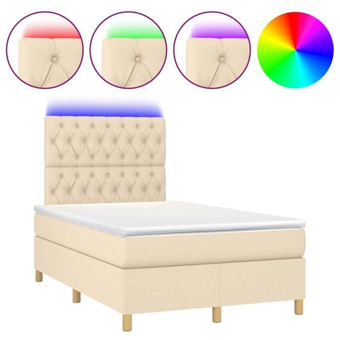 Maison Exclusive - Sommier à lattes de lit et matelas et LED Crème 120x200cm Tissu
