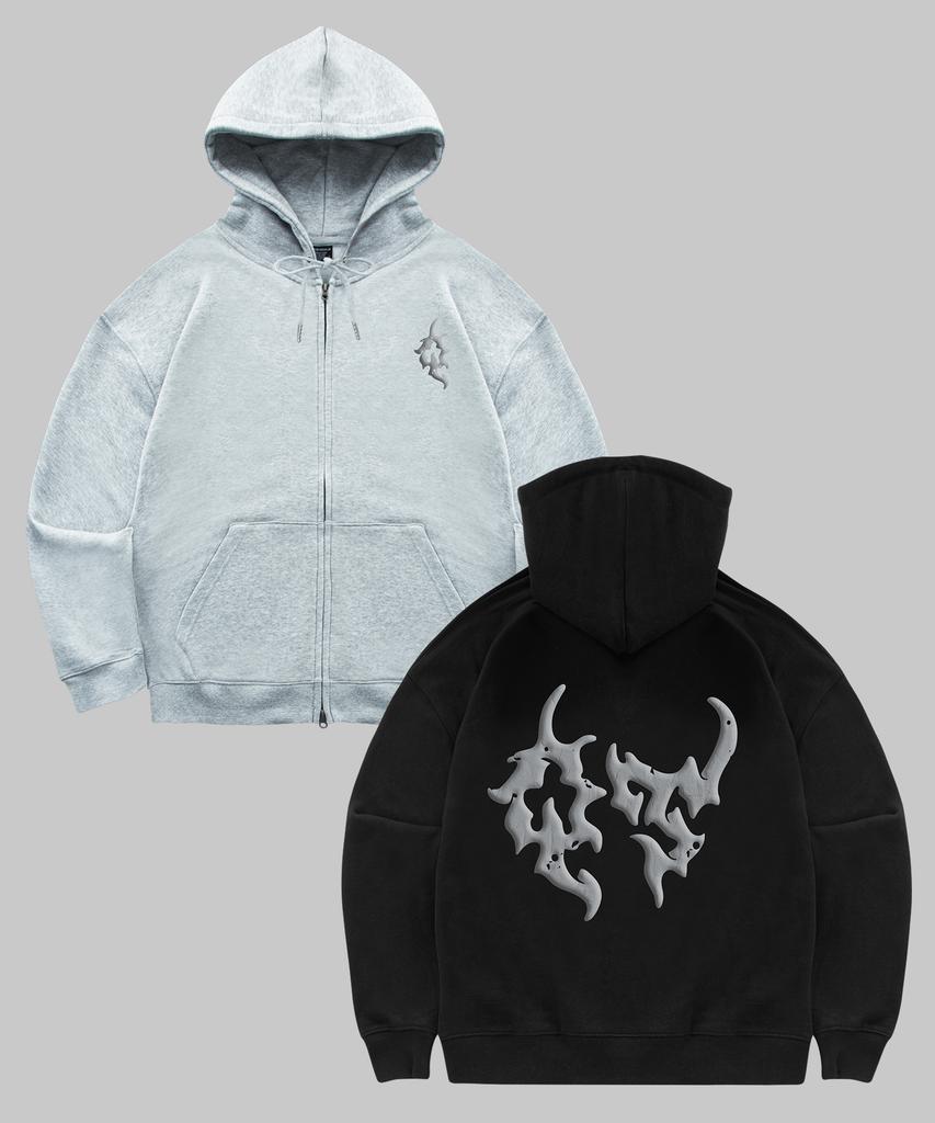 Quton Moire Oversized Zip-Up Hoodie 2 Colors