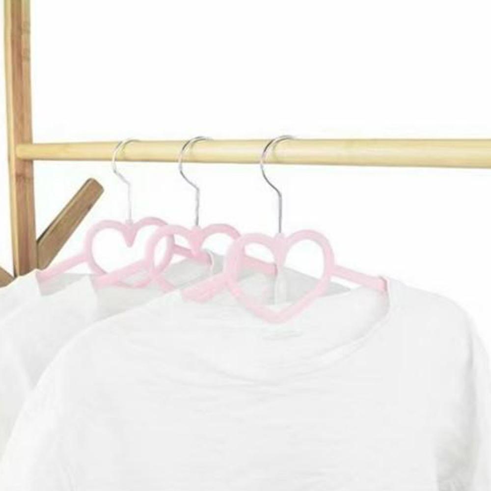 10-30PCSLove flocking clothes hanger, anti slip and traceless, home wardrobe hanging clothes, thicker storage clothes hanger