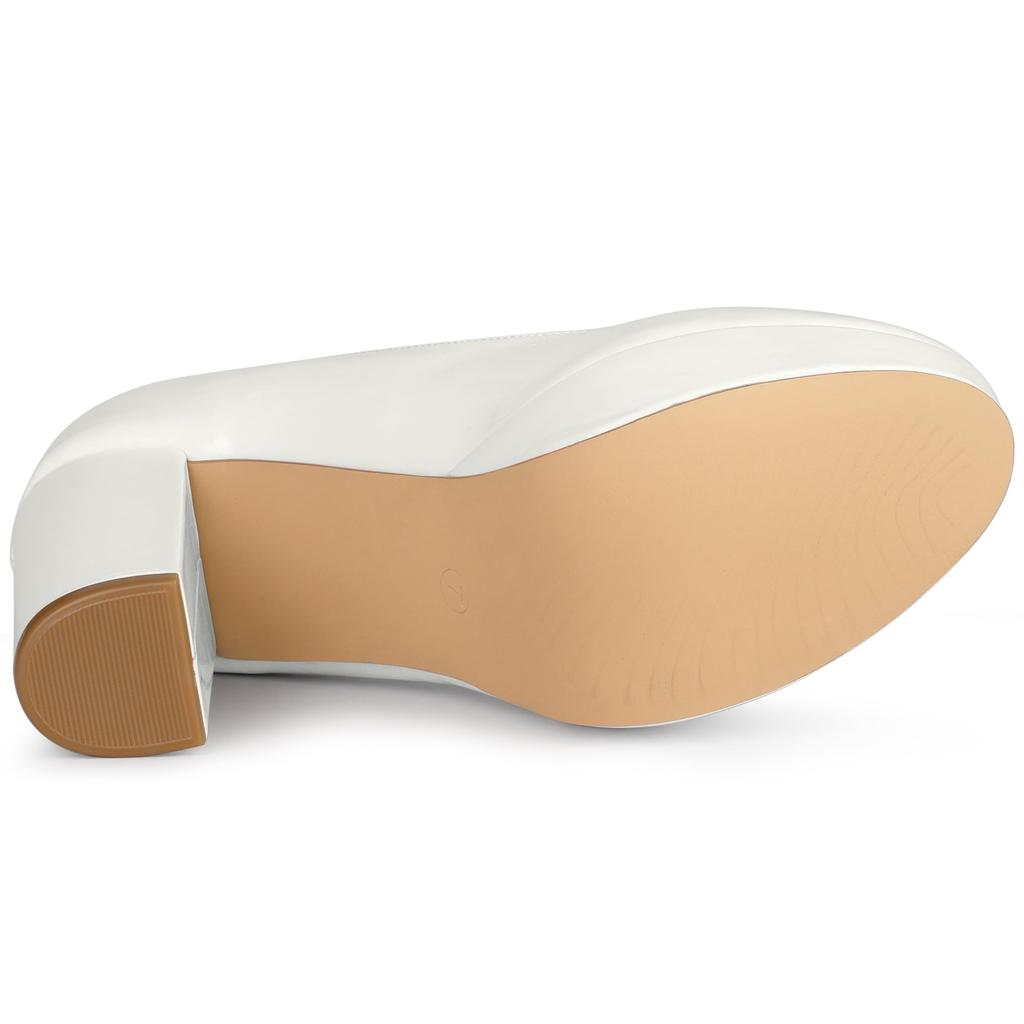 Allegra K Women's Platform Pumps with Ankle Straps, Chunky High Heels, White, Size 27.0cm