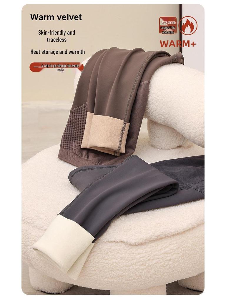 Maternityleggings i stora storlekar: Smalnande Höst/Vinter Byxor med Hajmage-stöd och Sammet