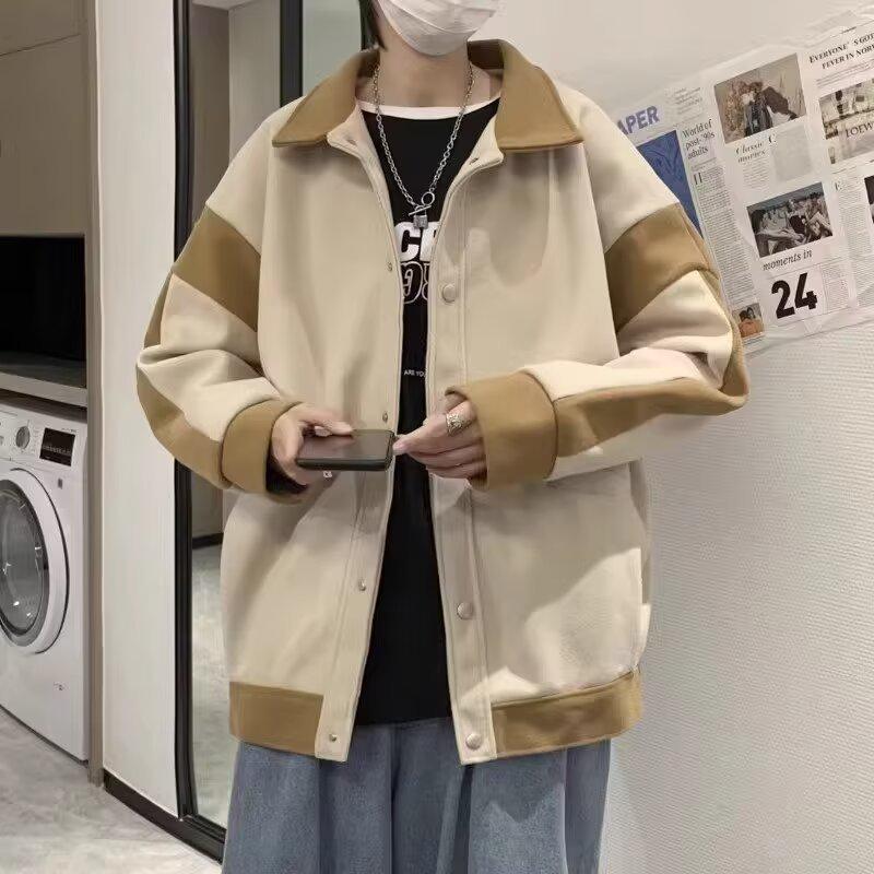 2025 Korean-Style High-End Loose Patchwork Fabric Windbreaker - Autumn/Winter Trendy Short Jacket