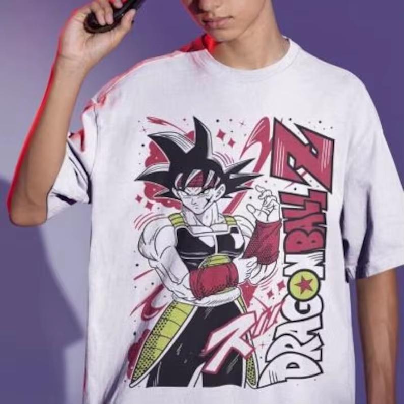 Unisex Retro Casual Cotton Short‑sleeve T‑shirt with Goku and Vegeta Print from Dragon Ball Z, Harajuku Y2K Style T-shirt