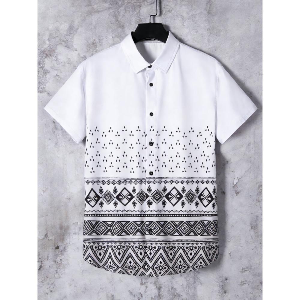 

Fashion Casual Holiday Beach Shirt 3D Simple Geometry Pattern T-shirt Retro Short Sleeve Street Vacation Outdoor Men s and Women s Shirt S