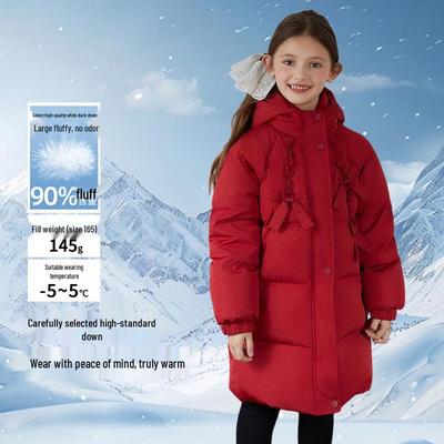 Girls' Stylish Mid-Length Down Jacket