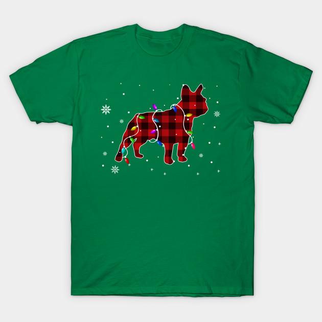 Summer Fashion Clothing Tshirt Funny French Bulldog Christmas Lights Red Plaid Gi Print Men Solid Color Slim Fit Short Sleeve Tops