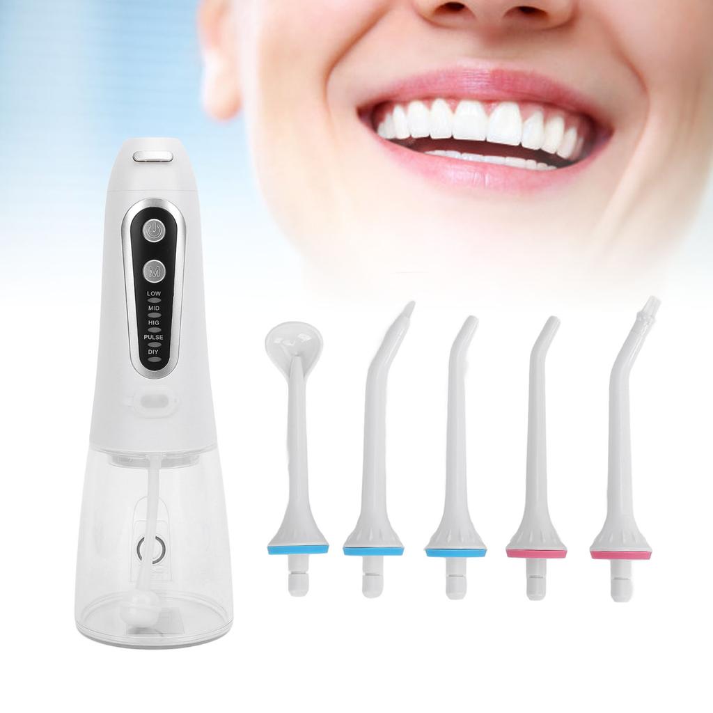 Cordless Water Irrigator 300 ML 110psi 5 Mode IPX8 Water Proof Oral Irrigator with 5 Replacement Nozzles