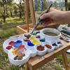 Multiple Compartments Painting Palette Reusable Paint Pigment Tray Color Mixing Pallet  Student