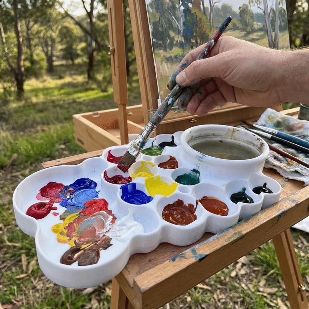 Multiple Compartments Painting Palette Reusable Paint Pigment Tray Color Mixing Pallet  Student